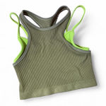 Free People Movement Ribbed Crop Tank Top Racerback Olive Green Neon Workout XS Photo 0