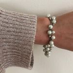 CHAPS  Silvertone PEARL; SILVER BEAD Bracelet 7.5" Photo 2