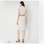 Ann Taylor Linen Blend Wrap Dress Size M Beige Black Belt Collared Sleeveless Photo 6