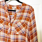 Joie  Nelia Terracotta Rose Plaid‎ 100% Silk Blouse Size XS Photo 4