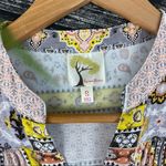 Anthropologie Fig & Flower Print Button 1/2 length Sleeve Blouse Top S Small Photo 4