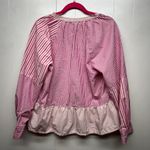 Free Assembly Striped Long Sleeve Ruffle Hem Womens Cotton Top Size XL Pullover Pink Photo 5