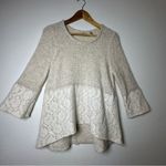 Anthropologie Wool Alpaca Blend Knitted & Knotted Felted Lace Ivory Cream Top Photo 3