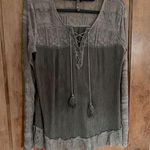 Monoreno  Grey Gauzy Lace Top. Size Small Photo 0