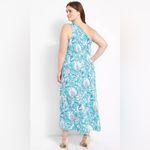 Lane Bryant Blue and White One Shoulder Dress Photo 2