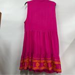 Savanna Jane L Aztec embroidered sleeveless mini dress pink Fuchsia tassels Size L Photo 12