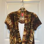 P&Co Mix &  Brown Knit Layered Look Short Sleeve Blouse 1X Photo 4