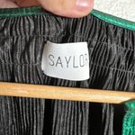 Saylor Emerald Green Metallic Long Sleeve Split V-Neck Blouse Photo 4