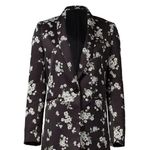 AMUR Floral Lauren Satin One Button Blazer Black Womens Size 12 Photo 1