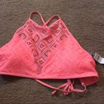 Aerie NWT  Coral Crochet Halter Bikini Top Photo 1