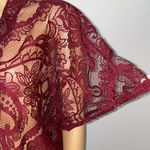 Emerette Burgundy / Wine Colored Lace Short Sleeved Kimono Size Small Photo 3