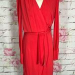 Reiss  Grace pink salmon watermelon colored long sleeve true wrap dress Photo 5