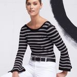 White House | Black Market Convertible Stripe Sweater Black/White Size Large Photo 1
