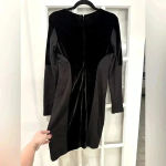 Carmen Marc Valvo Vintage Black Velvet Cocktail Whimsigoth Midi Dress Size 6 S Photo 1