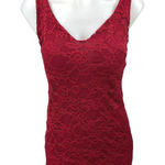 AQUA Women's Red Floral Lace V-Neck Sleeveless Camisole Mini Sheath Dress Size S Photo 0