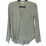 Cloth & Stone Anthropologie Gray Flannel Faux Wrap Surplice Top Shirt Blouse S Photo 0