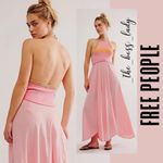 Free People  maxi dress Medium  flowy halter cotton blend striped boho Photo 6