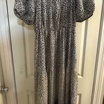 Ivory Floral Puff Sleeve Maxi Dress Gray Size L Photo 5