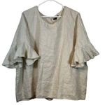 For Cynthia Plus Size  100% Linen S/S Tan Bell Sleeves Blouse Size 2X EUC #6767 Photo 0