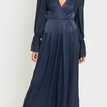 Free People Not Your Baby Satin Wide Leg Jumpsuit Dark Blue Size 10 Photo 0