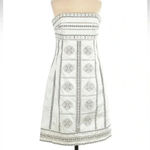 White House | Black Market  White Strapless Dress Gold & Silver Beading Size 2 XS Photo 2
