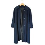 Vintage Navy Blue 100% Pure Wool Long Coat Size L/12 Size L Photo 1
