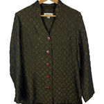 Coldwater Creek  Textured Diamond Blazer Jacket Small Olive Green Boho Quilted Photo 0