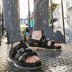 Dr. Martens  Black Leather Combat Sandals Shoes New  Photo 0