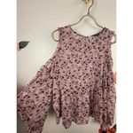 American Eagle  Outfitters Pink Floral Cold Shoulder Top - Size - Large Photo 3