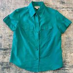 Joanna Vintage Teal Short Sleeve Button Down Shirt Small Photo 0