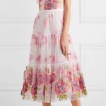 Marchesa Notte Tiered Embroidered Tulle Midi Dress Size 8 Photo 1