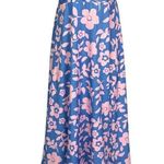 Romantic Boho Blue Pink Floral Maxi Dress M Ruffle Hem Scallop Straps Festival Size M Photo 1