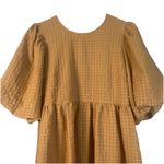 Mable‎ Dress Puff Sleeve Tiered Mustard Gold Cotton Cottagecore Mini Size Medium Yellow Photo 1