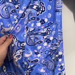 secret treasures Vintage Blue Paisley Velour Robe, Housecoat, Moo Moo Size 14 Photo 4
