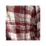 American Eagle  Crop Worn Flannel Red Gray White Photo 4