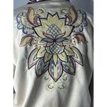 Chelsea and Violet Womens Floral Embroidered Satin Varsity Jacket Size XL Photo 4