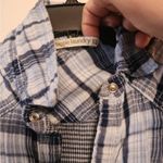 Hippie Laundry  Sleeveless Button Top Womans Small Jr Blue White Plaid Collar Photo 1