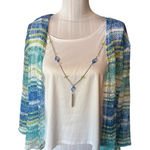 Alfred Dunner  Light Woven Cardigan Blouse and Necklace Size PXL Photo 0