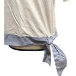 Talbots  White Short sleeve Stripe Tie-Waist Prima Cotton T-Shirt Size SP NWOT Photo 2