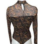 ALLSAINTS  Ambient Elia Leopard Animal Print Mesh Long Sleeve Bodysuit Top Size S Photo 1