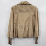 Gentle Fawn Tan Beige Corduroy Peplum Jacket Double Breasted Pleated Yoke Medium Photo 1