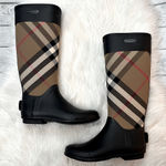 Burberry Black and Brown Plaid Rain Boots Photo 0