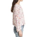 Free People Wildflower Honey Floral Print Mesh Top Ivory Combo Large Photo 3