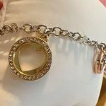 Michael Kors  bracelet sliver tone 5 charms diamonds paved hearts rose gold Photo 0