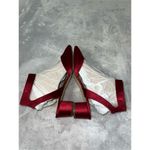 Nine West Women’s Red Satin Block Heel Shoes 8.5 Photo 4