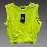 *NWT* Neon Lime Green Sleeveless Cropped Athletic Top Photo 4