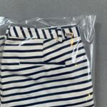 ZARA BASIC Woman Pants 6 Ankle Navy White Striped Flat Front Side Slits Slim Photo 5