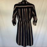 She & Sky NWT 3/4 sleeve striped shirt dress navy blue size small Photo 6