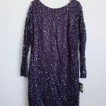 Marina‎ Dark Navy Sequin Lace Long Sleeve Sheath Dress Blue Size 14 Photo 2