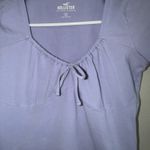 Hollister Woman’s Crop Top Size S Light Purple Periwinkle Cinch Neckline Bow SS Photo 6